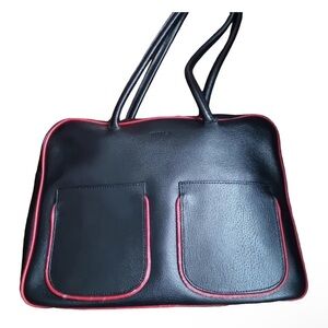 Furla Black and Red Leather Tote Bag